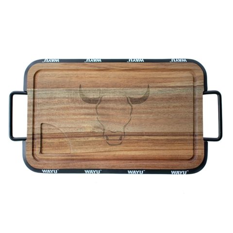 Tabla Wayu Madera Acacia 40Cm Con Mangos Acero Cocina