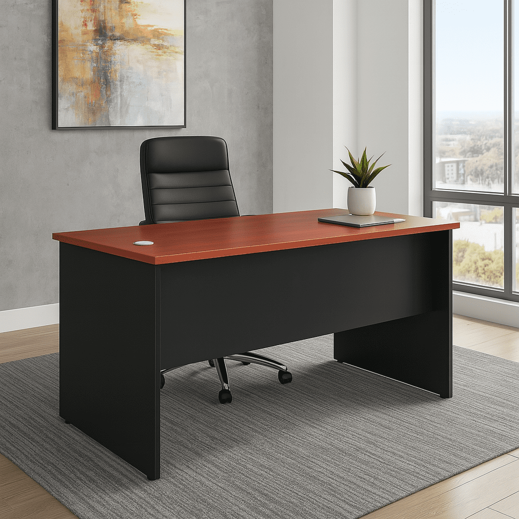 Muebles Santa Ana - Escritorio Recto 120 Esr120 Cerezo Con Negro