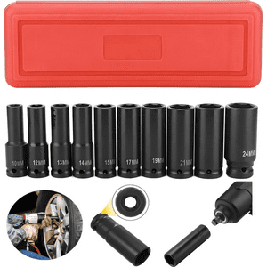 Genérico - 10 Piezas Juego Set Dados De Impacto 1/2, 8 A 24 Mm En Caja