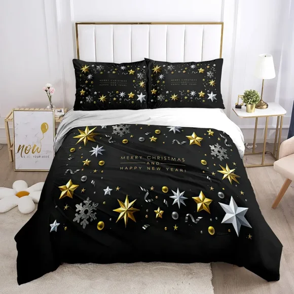 Merry Chirstmas Happy New Year Santa Bedding Set Boys Girls Duvet Cover Pillowcase Bed Kids Adult Bed Sheets