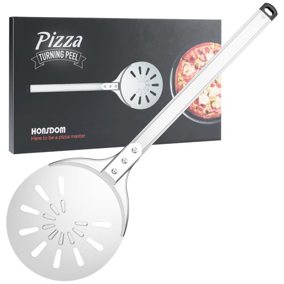 Pala Giratoria para Pizza Honsdom de 20 cm con Mango Antideslizante de Aluminio