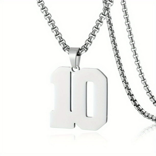 1pc Stylish Stainless Steel Men's Athletes Number Pendant Necklace - Perfect for Baseball, Basketball, and Football Teams - Long Chain Necklace with Sports Number - Ideal Gift for Boys