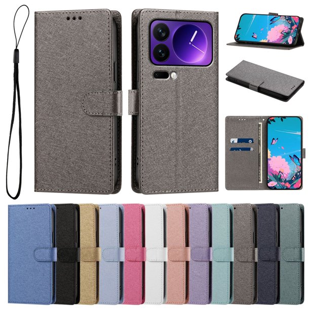 Funda Cartera de PU para Xiaomi 17 Pro con Tarjetas, Gris