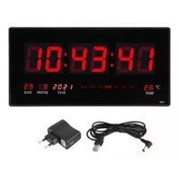 Shop E-Home - Reloj Digital Pared Luz Led Hora Fecha Temperatura 36X15Cm