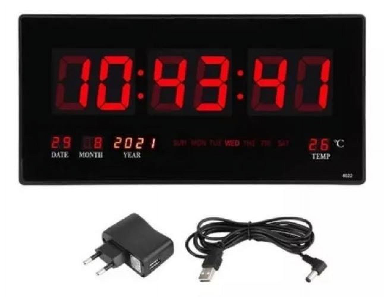 Shop E-Home - Reloj Digital Pared Luz Led Hora Fecha Temperatura 36X15Cm