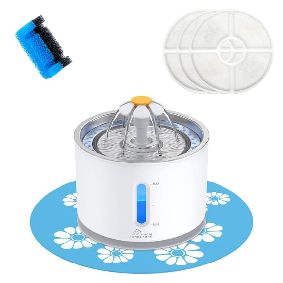 Fuente de agua Wonder Creature para gatos, acero inoxidable, 2,4 L