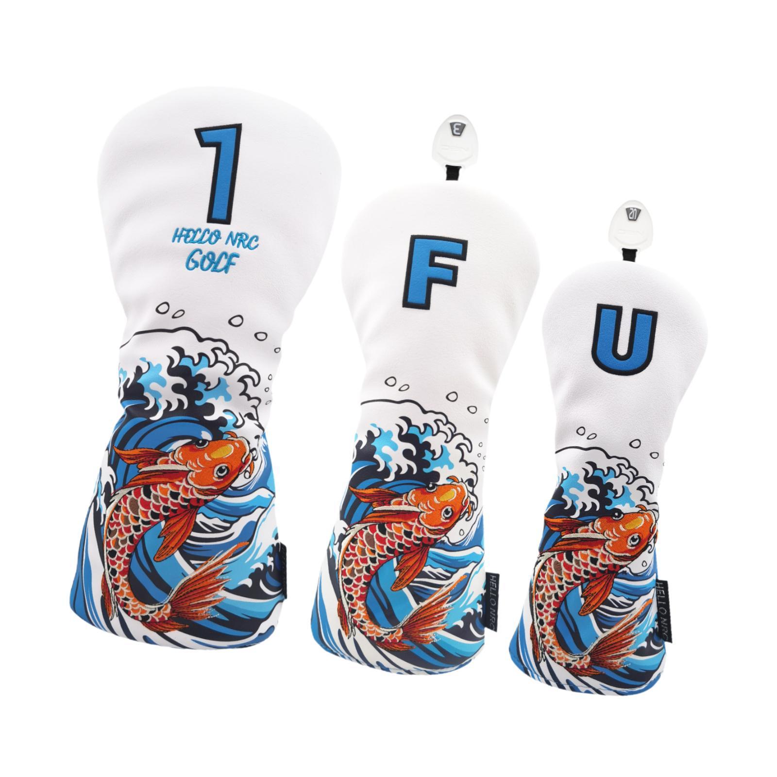 Magideal - Funda Para Cabeza De Palo De Golf, Cubierta Para Cabeza De Golf De 3 Piezas, Cubierta De Madera De Golf Portátil Híbrida Resistente A Arañazos De Made Blanco