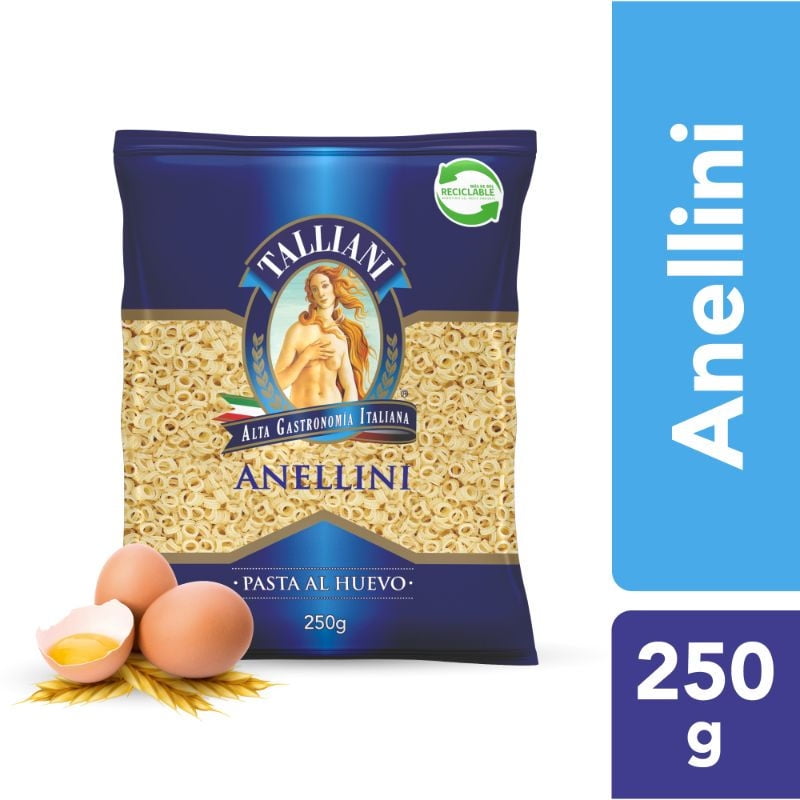 Fideo Pasta Al Huevo Anellini Bolsa 250 g Talliani