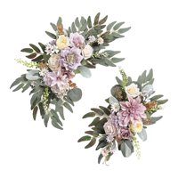 Bothyi - 2 Piezas De Flores De Seda Que Cuelgan La Corona Del Arco De La Boda Para La Pared De La Granja Boda Blanco Púrpura