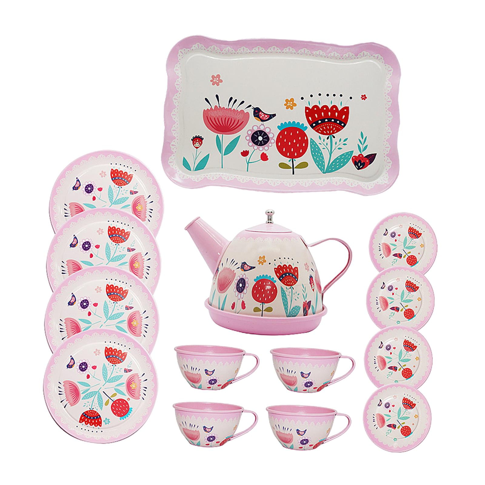 Magideal - Juego De Fiesta De Té Para Niña Pequeña, Juego De Fiesta De Té, Tazas De Tetera Educativas, Bandeja De Simulación, Juguete De Princesa, Juguetes Para