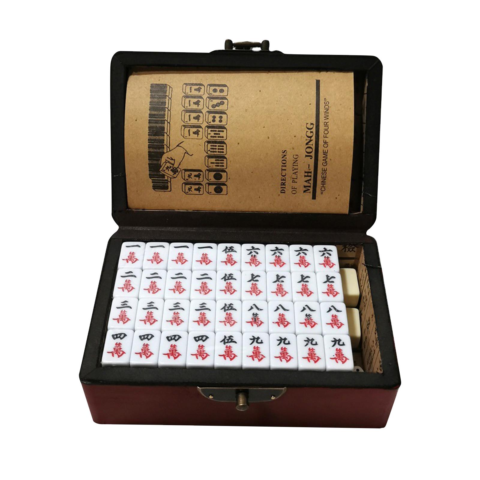 Magideal - Mah Jong Juego De Mesa Mini Set De Madera Con Caja Antigua Portátil Y 144 Fichas Tradicionales Chinas Adecuado Para Reuniones Familiares Viajes Y Fiestas Doble Color