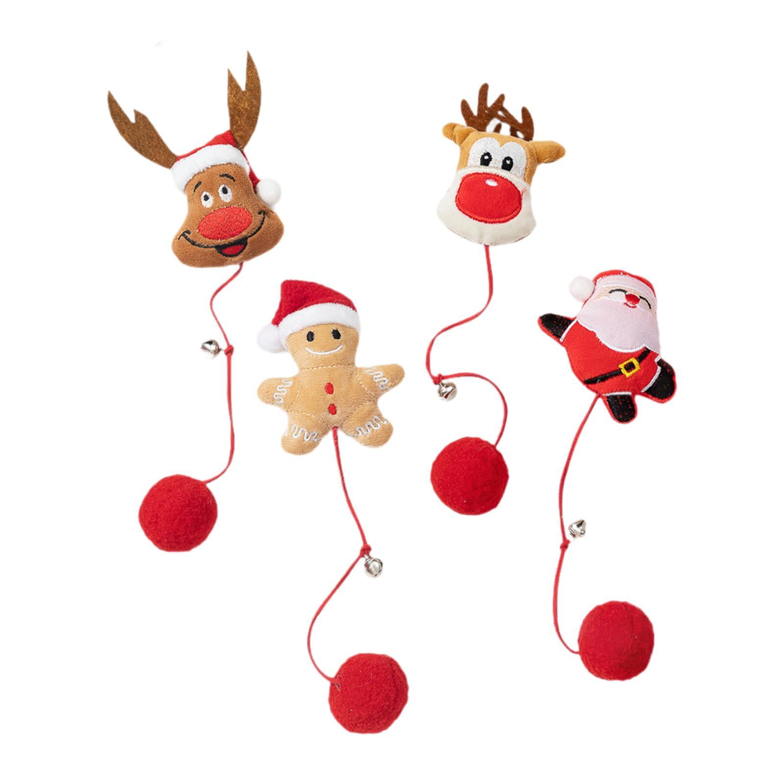 Ioensy - 4 Piezas De Juguete Navideño Para Gatos, Divertido Y Resistente Juguete De Cuerda Para Gatos, Para Perros Y Gatitos