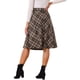 thumbnail image 3 of INSPIRE CHIC Faldas a Cuadros para Mujer de Regreso a Clases con Cinturón de Cintura Alta Línea A de Longitud Media Caqui XS, 3 of 6