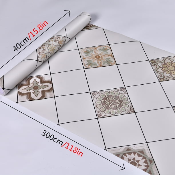 1pc Peel And Stick Wallpaper Tile, Moroccan Tile Cover Up Stickers PVC Contact Paper For Floors Waterproof Wear-resistant Wall Tiles For Bathroom Walls Kitchen Back Splash Vinyl Flooring Roll Floor