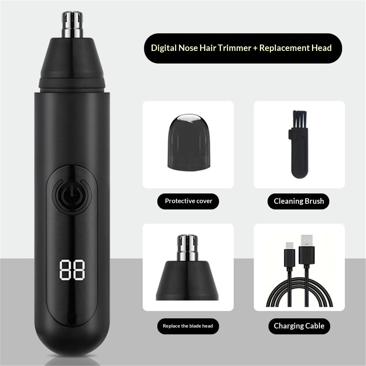 Xusx111 - Cortador De Pelo De Oído Y Nariz Para Hombres, Herramienta De Precisión De La Ceja Recargable Usb Indolora Y El Recortador De Pelo Facial Profesional Con Potente Motor Y Cuchillas De Doble Borde,