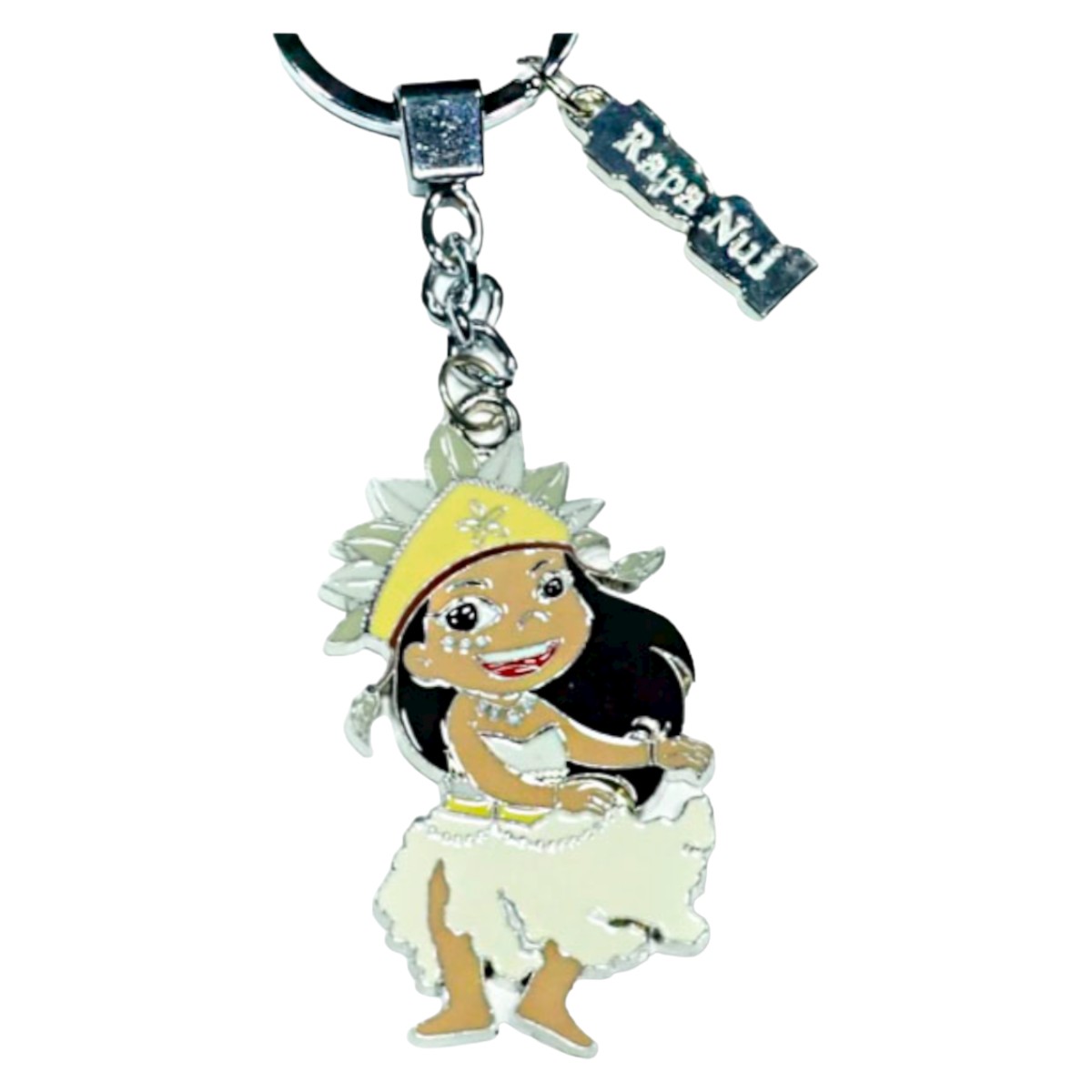 Invencible.Cl - 𝗟𝗟𝗔𝗩𝗘𝗥𝗢 𝗖𝗛𝗜𝗟𝗘 𝗥𝗔𝗣𝗔𝗡𝗨𝗜 Llavero Metalico Chile Rapanui Dama Ai03