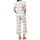 thumbnail image 3 of INSPIRE CHIC Conjunto de Pijama de Mujer Acanalado de Manga Corta Modal con Puños con Volantes y Pantalones de Descanso Suaves XL Arcoíris, 3 of 6