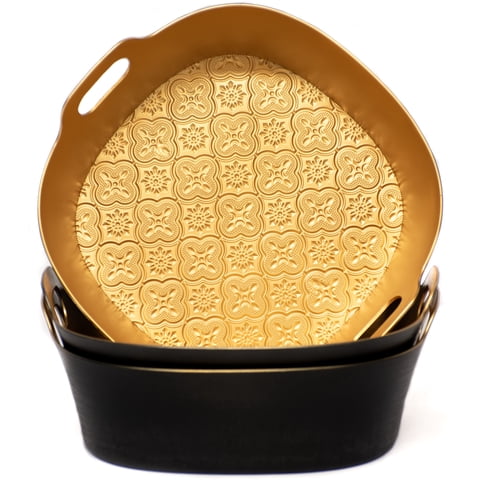 Wakeshome - Set 3 Bandeja Brillante Redonda Para Desayuno De Plastico