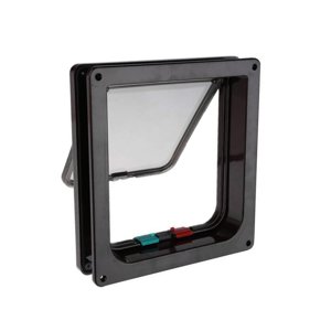 Ioensy - Puertas Portátiles Para Perros Y Gatos, Puertas Para Gatos Para Ventanas Y Paredes, Para Interiores Y Exteriores, Color Negro