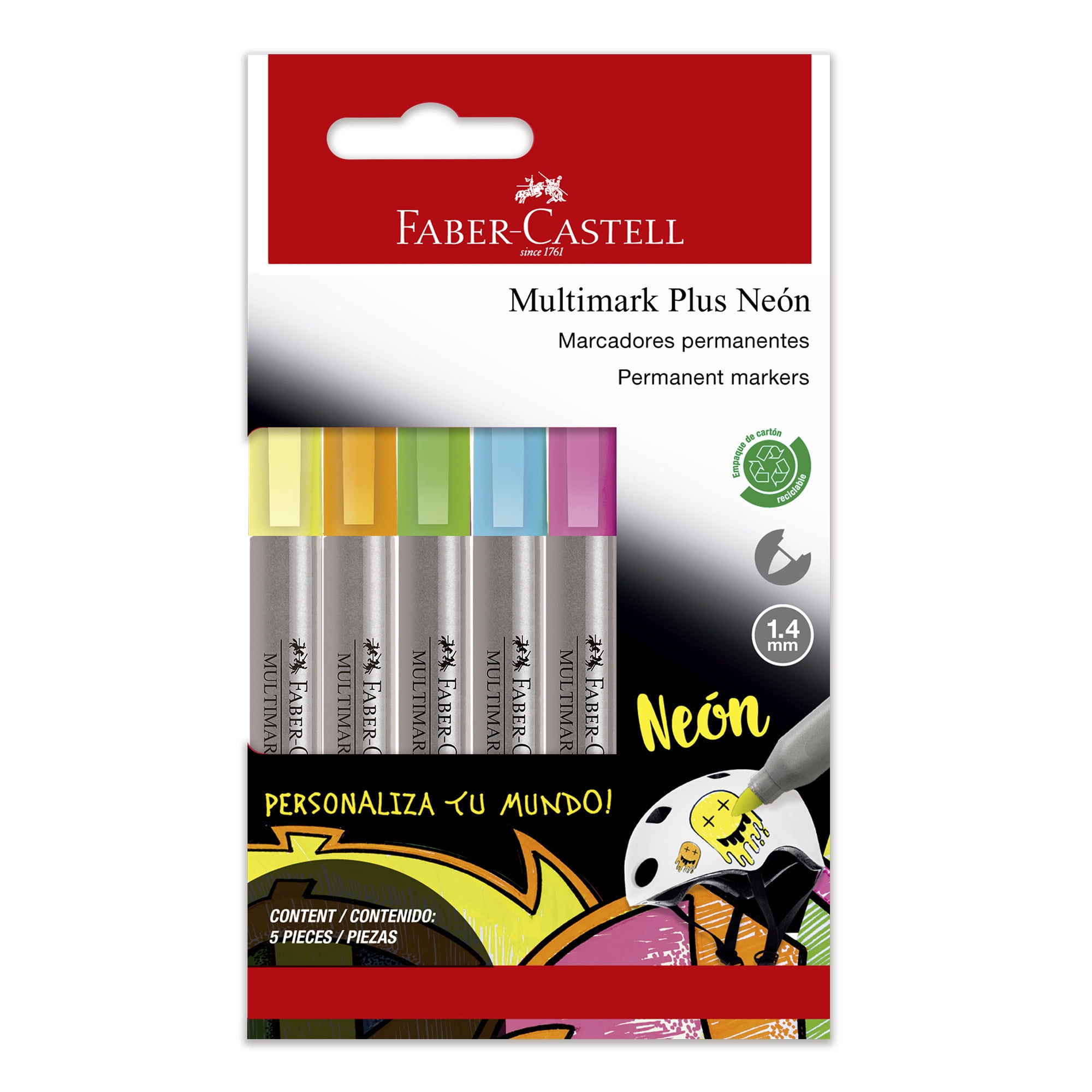 Faber Castell - Marcador Multimark Plus Faber-castell X5 Colores Neón