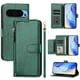 thumbnail image 2 of Funda tipo cartera para GOOGLE Pixel 9 5G con bolsillo con cremallera, tarjetero, soporte, correa para la muñeca y tapa de cuero verde, 2 of 5