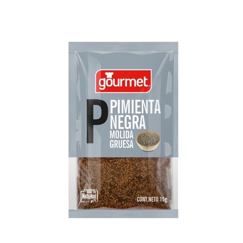 Pimienta Negra Molida Gruesa Bolsa 15 g Gourmet