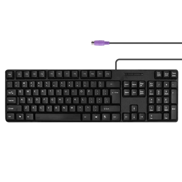 Teclado M MC Saite PS2 con cable, 104 teclas, resistente al agua, negro