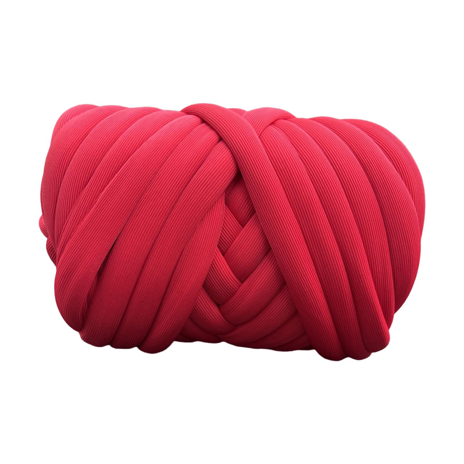 Magideal - Hilo Grueso De 1000G, Hilo Tubular Jumbo De 2,5 Cm De Longitud, 80M, Lavable A Mano, Tejido A Mano, Hilo Voluminoso, Hilo De Punto Para Cestas, Gorros Rojo