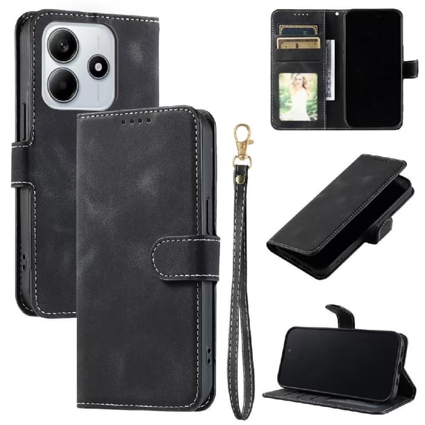 Funda Cartera para Xiaomi Redmi Note 14 5G Tapa con Ranuras, Soporte y Correa Negro