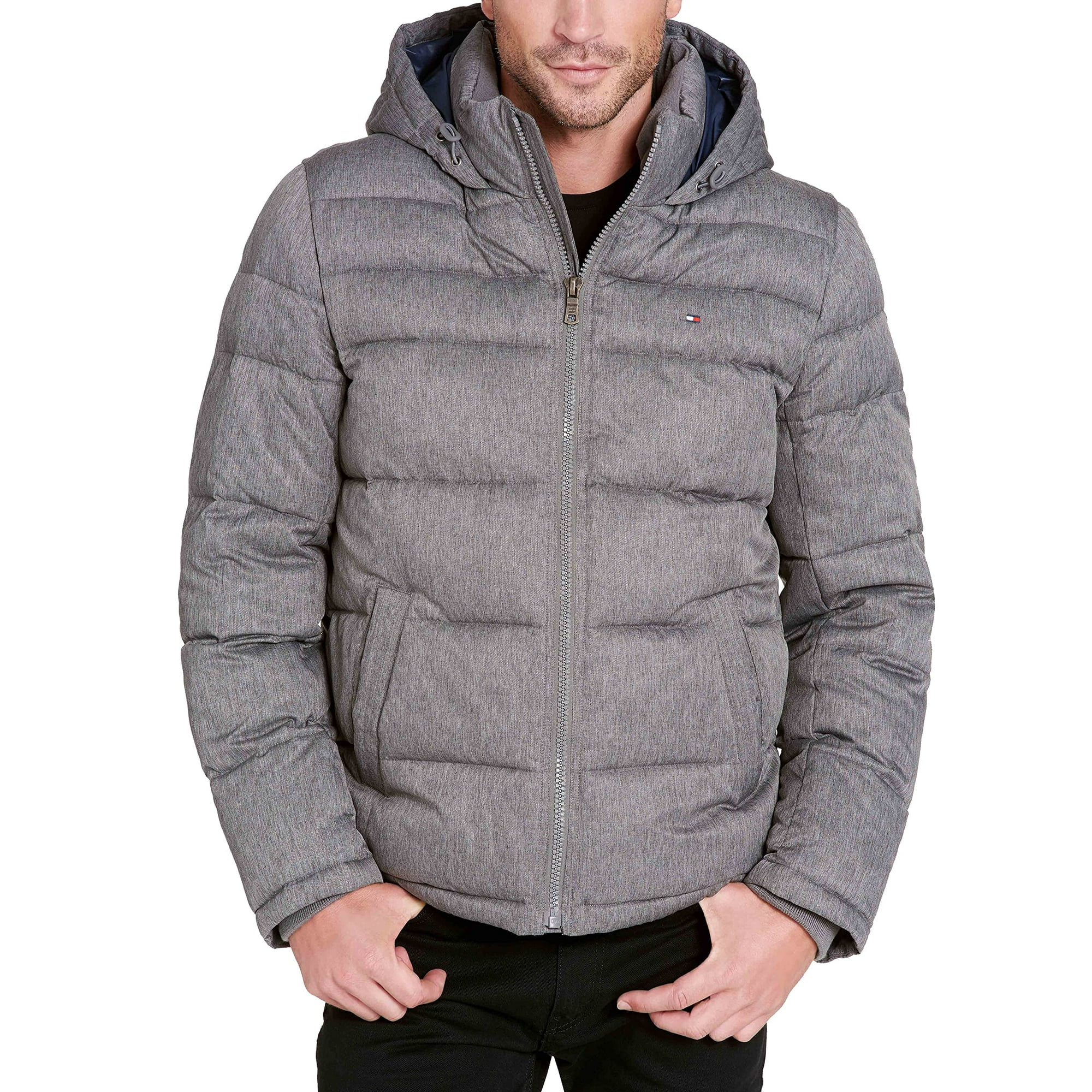 Chaqueta Acolchada Tommy Hilfiger De Nailon Gris Jaspeado Para Hombre, 5x