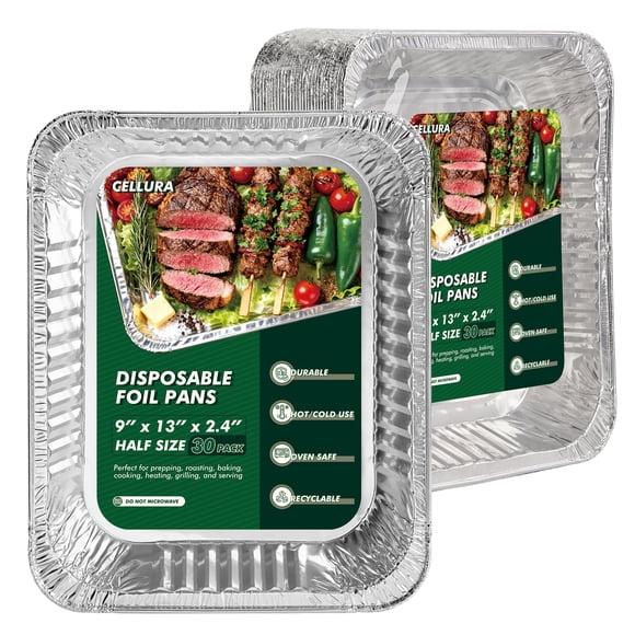 Bandejas de aluminio CELLURA 23x33 cm desechables, paquete de 30