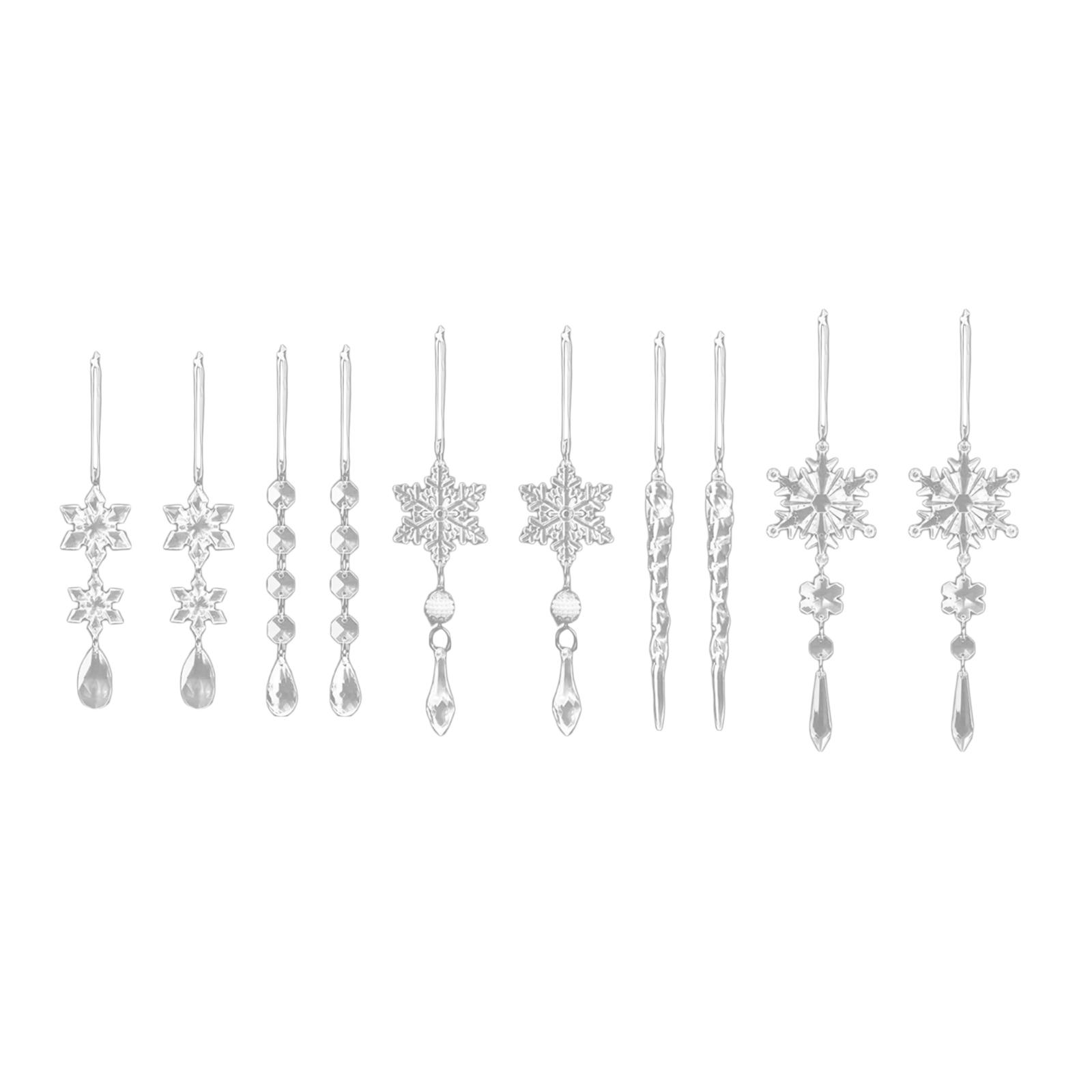 Bothyi - Adornos De Copos De Nieve Transparentes Acrílicos Falsos Con Cuerda Copo De Nieve Carámbano Navideño