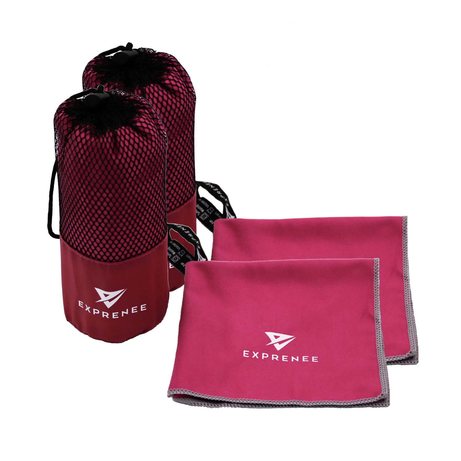 Exprenee - Set 3 Toalla Microfibra Natacion Viaje Trekking Pack 2 Fucsia