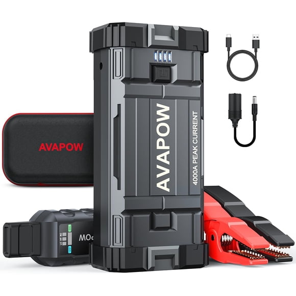 Batería Jump Starter AVAPOW 4000A Peak para coche, 12 V, 10 L, diésel