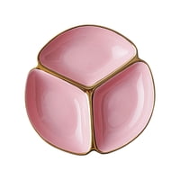 Magideal - Plato Dividido Con Compartimentos Para Niños, Vajilla De Cerámica Con Control De Porciones, Vajilla Redonda De 3 Compartimentos, Plato De Cena De Tres Rosa
