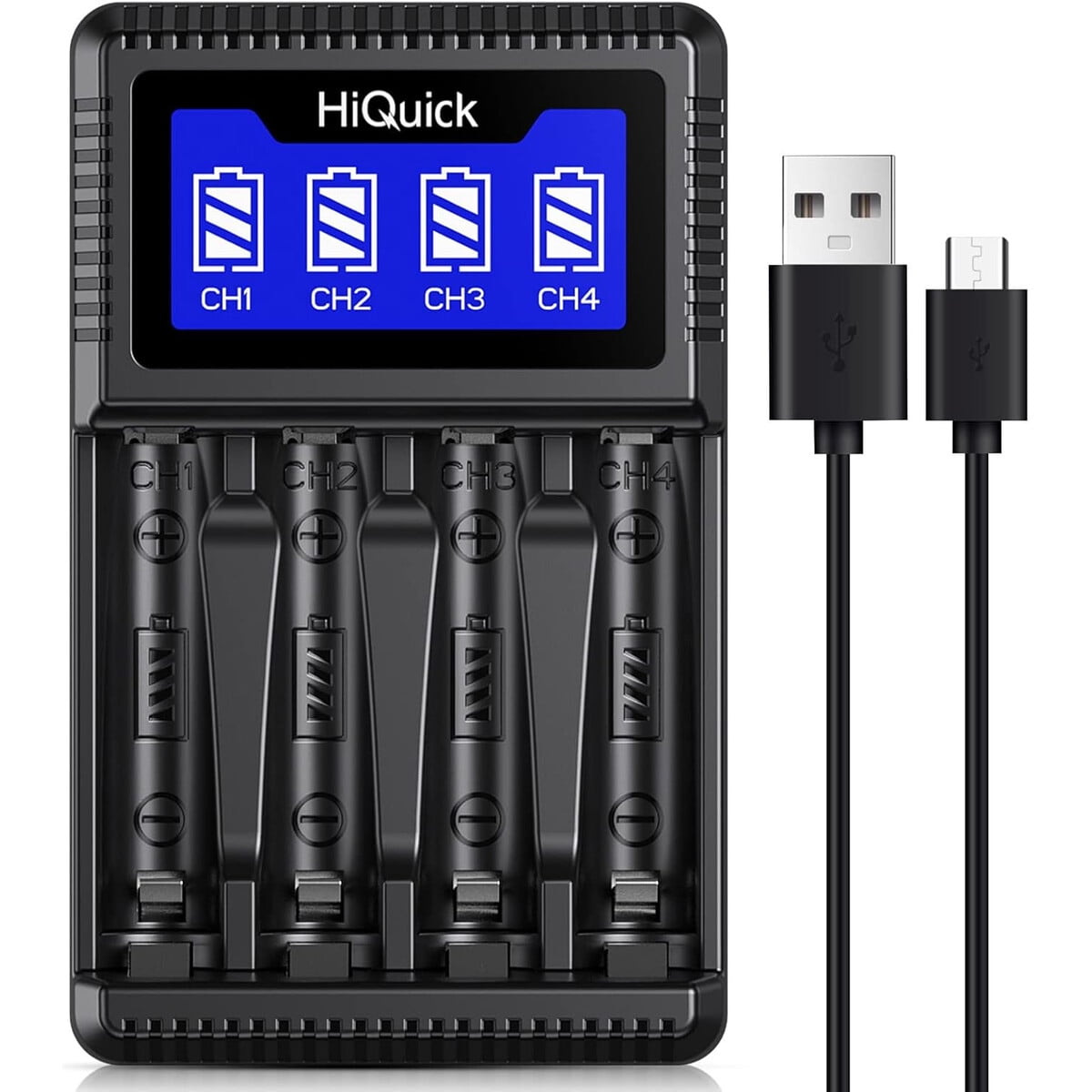 Cargador Hiquick 4 Bahaas Aa Aaa Usb Rapido Lcd Nimh Nicd