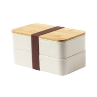 Importclick - Contenedor Tupper Hermético Doble Pp Bambú Bawar 1400 Ml