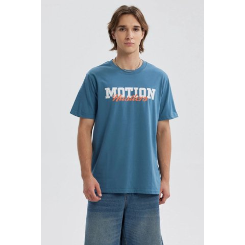 Fashionspark - Polera Hombre Print Posicional Azul Piedra - Ll