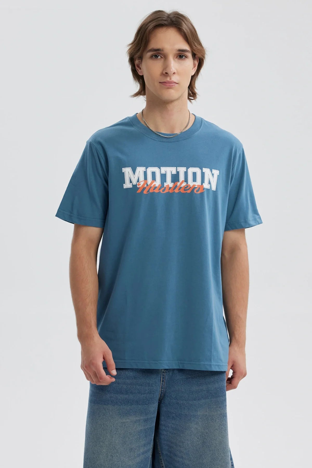 Fashionspark - Polera Hombre Print Posicional Azul Piedra - Ll