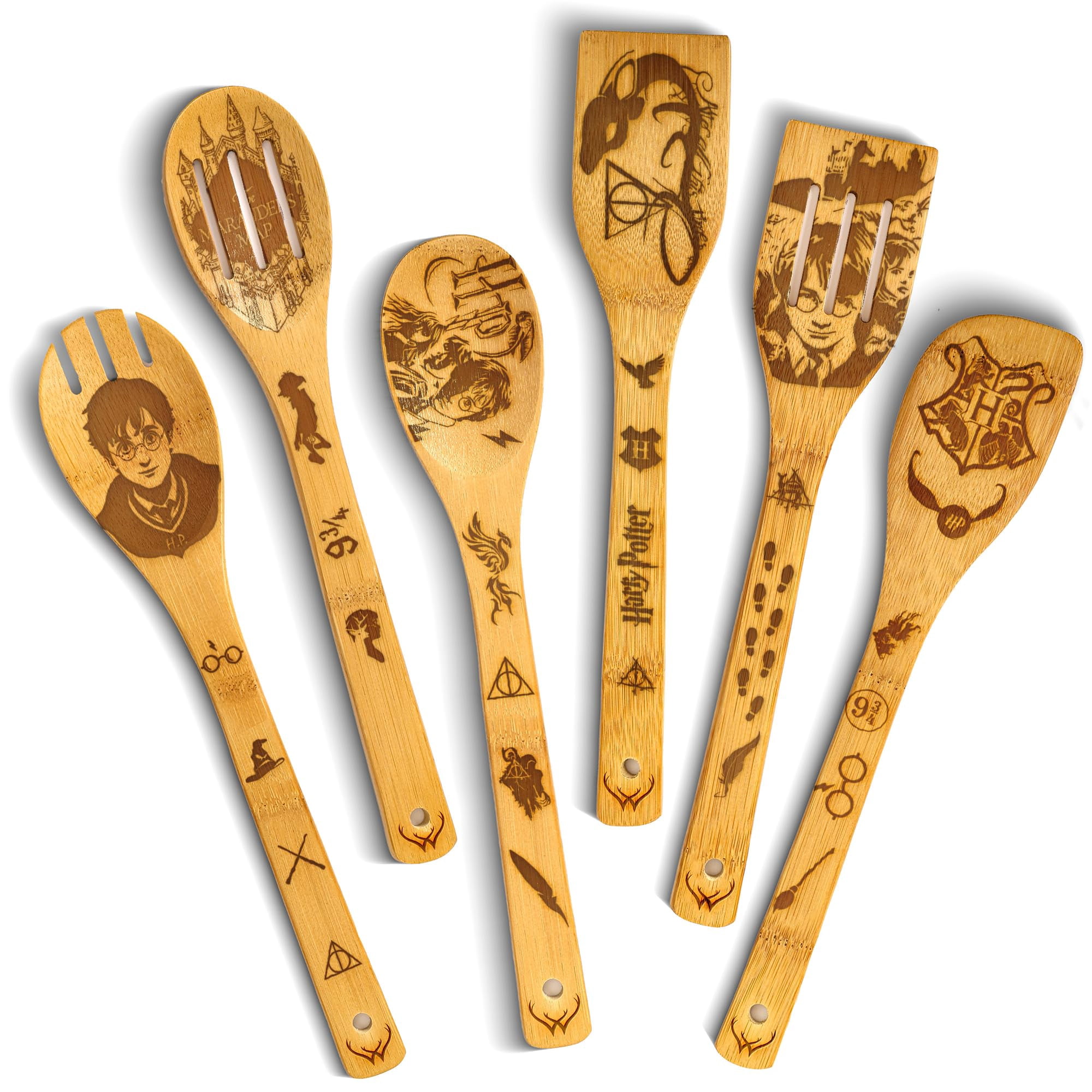 Juego De Utensilios Woodlands Usa Para Fans De Harry Potter, 6 Piezas De Madera