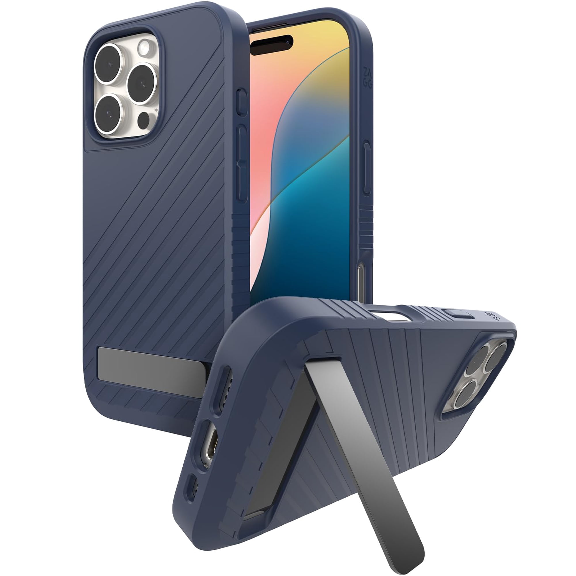 Funda Zagg Denali Snap Con Soporte Para Iphone 16 Pro, Color Azul Marino