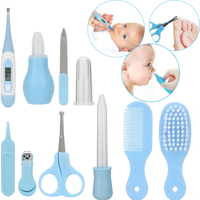 Genérica - Set Azul Para Cuidado Higiene Bebé 10En 1 Cepillo Cortaúñas Termómetro