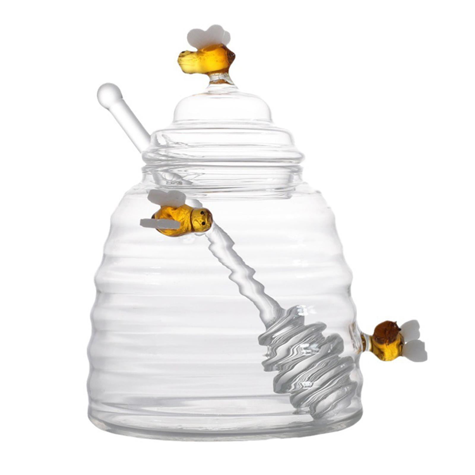 Bothyi - Tarro De Miel Dispensador De Miel Con Varilla Agitadora Y Tapa, Adorno Transparente, Recipiente Para Miel