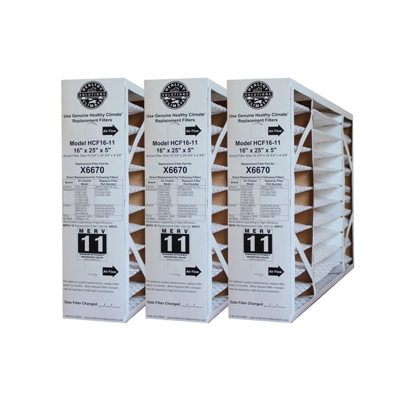 Filtro de aire HVAC Healthy Climate X6670 MERV 11 40 x 64 x 13 cm, paquete de 3