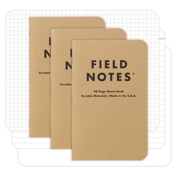 Memo Books Field Notes Original Kraft, paquete de 3, 48 páginas