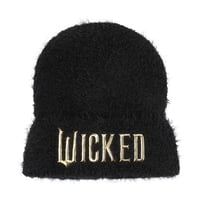 Brazalete De Lana Borrosa Negro Con El Logotipo De Beanie Bioworld Wicked Para Adulto