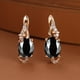 thumbnail image 1 of 18K Gold Plated Blue Sapphire Stud Earrings - Trendy Women's Anniversary Jewelry with Oval Cut White Blue Red Pink Stones, 1 of 5