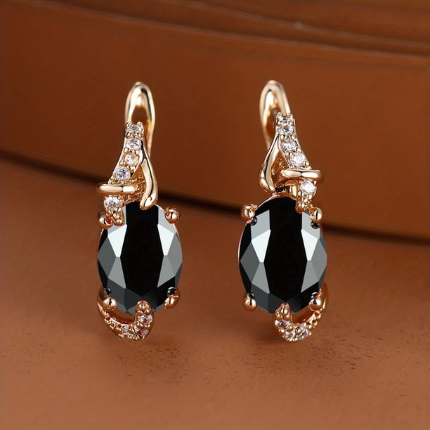 18K Gold Plated Blue Sapphire Stud Earrings - Trendy Women's Anniversary Jewelry with Oval Cut White Blue Red Pink Stones