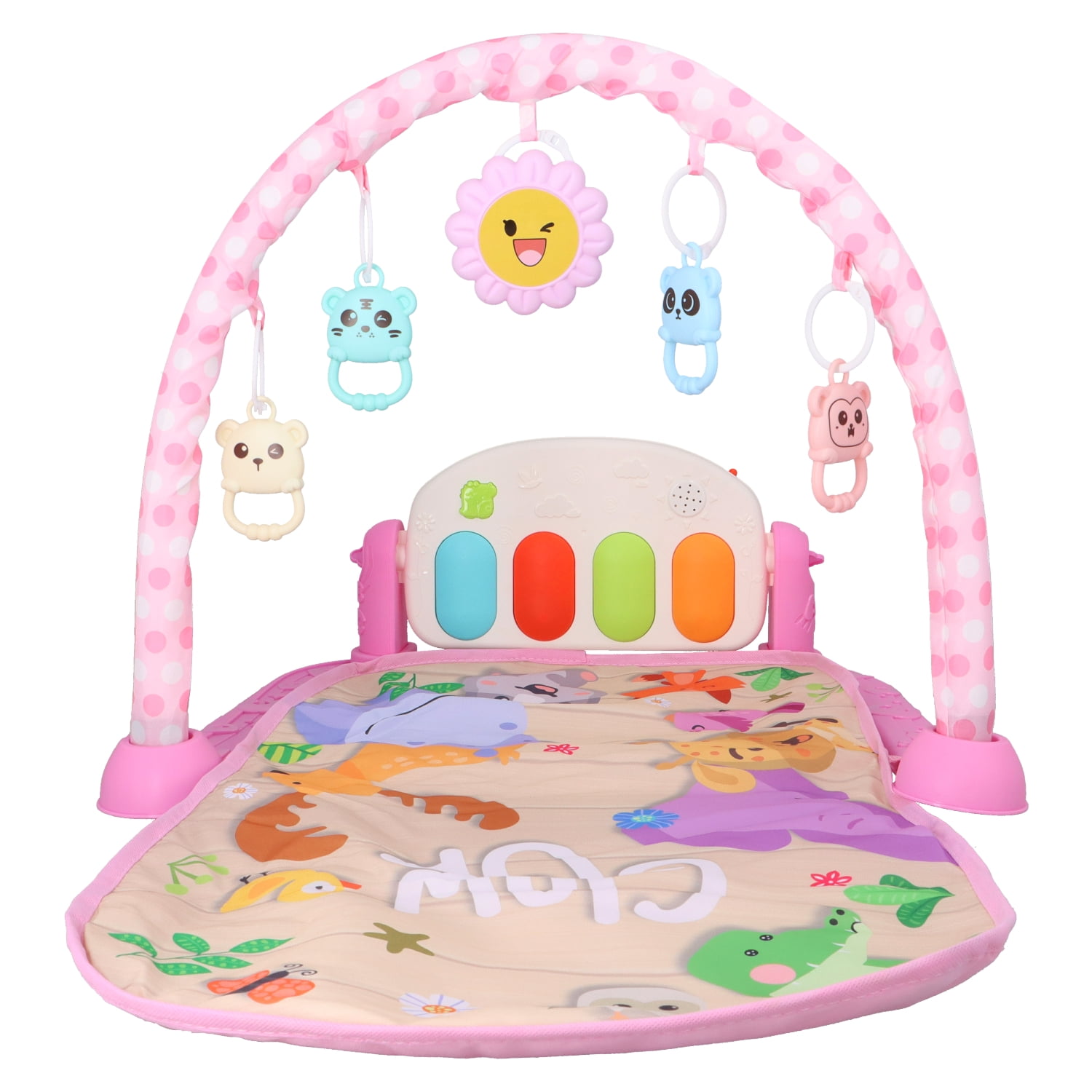 Glowup - Gimnasio Con Piano Alfombra Para Bebe Rosado