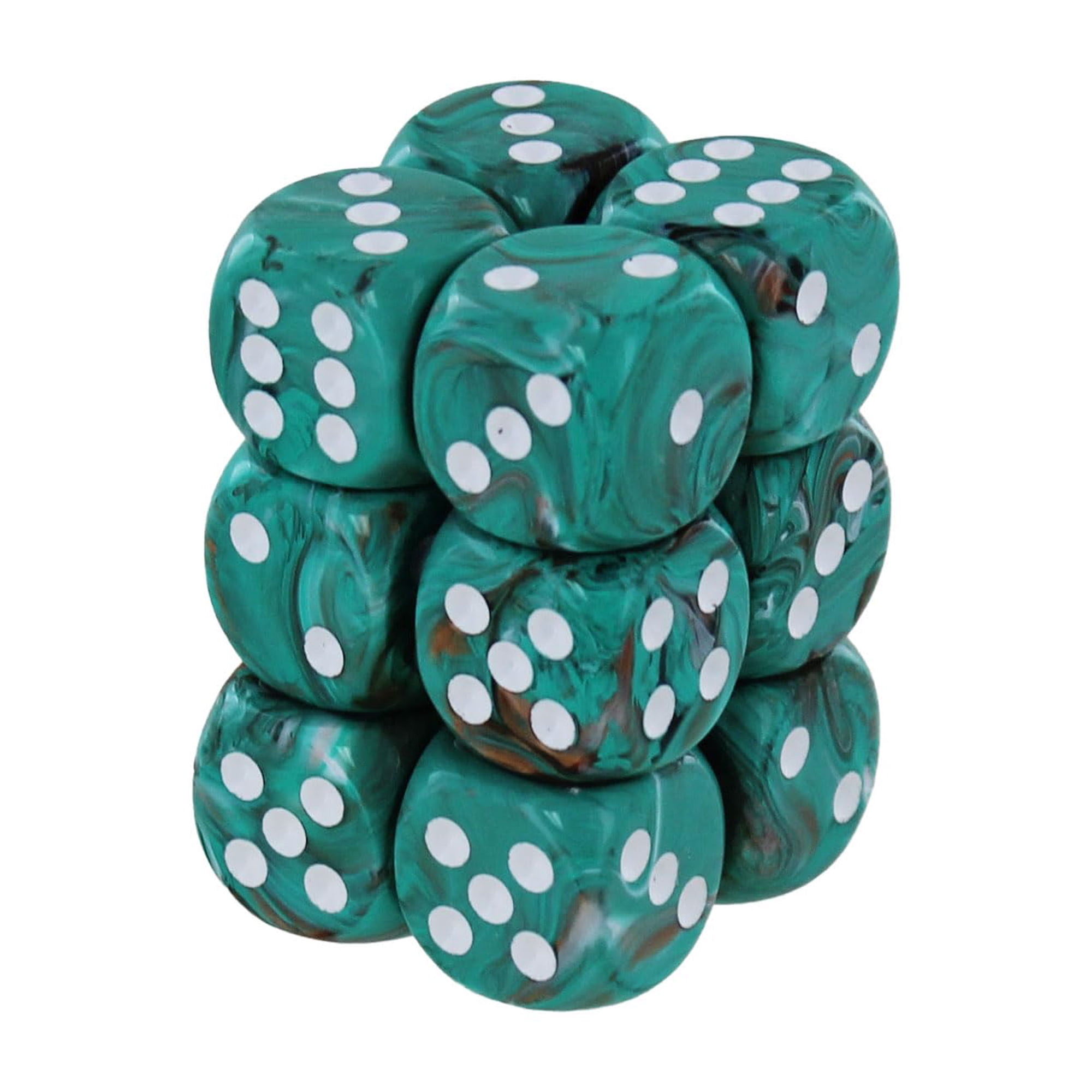 Dice Chessex Marble Oxi-cobre/blanco 16 Mm D6 (12 Unidades)